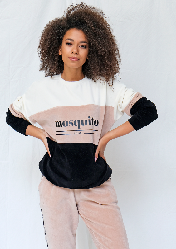 Welurowa bluza ze wstawką taupe ILM