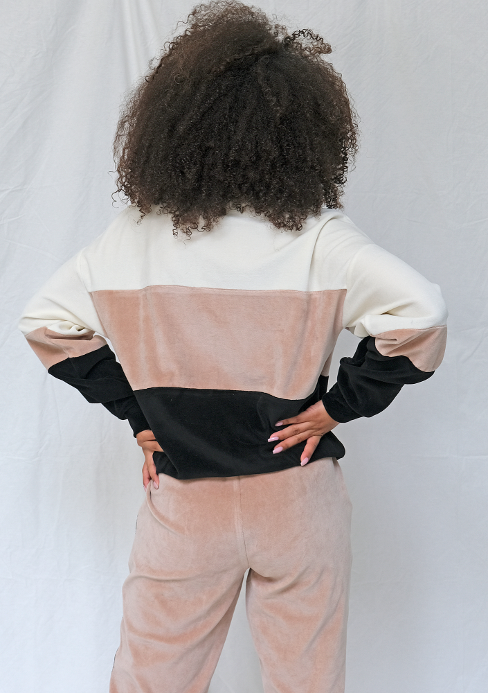 Welurowa bluza ze wstawką taupe ILM