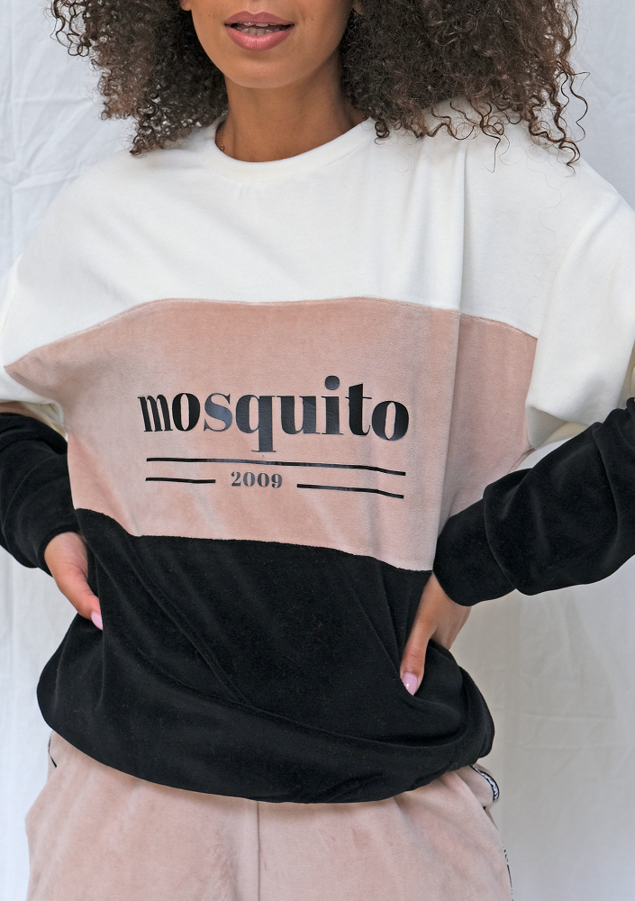 Welurowa bluza ze wstawką taupe ILM