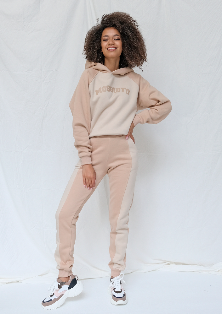 Bluza z kapturem ze wstawką taupe ILM