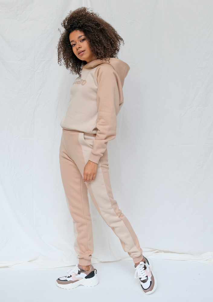 Bluza z kapturem ze wstawką taupe ILM