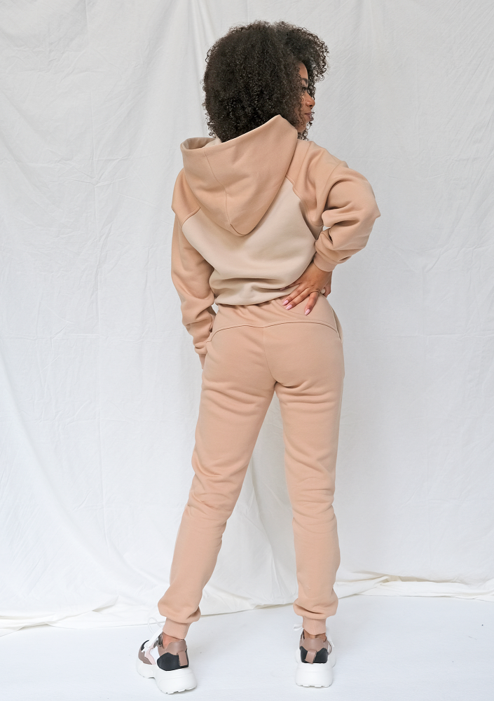 Bluza z kapturem ze wstawką taupe ILM