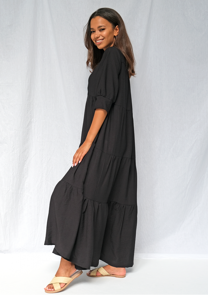 Sukienka maxi na stójce czarna