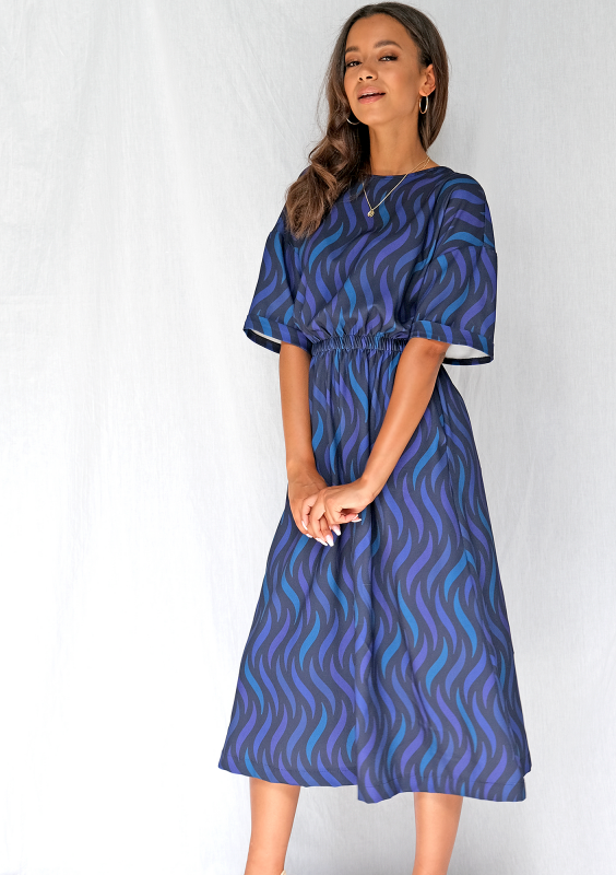 Sukienka midi navy print
