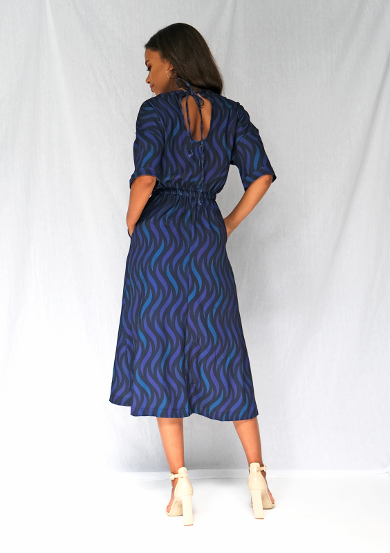 Sukienka midi navy print