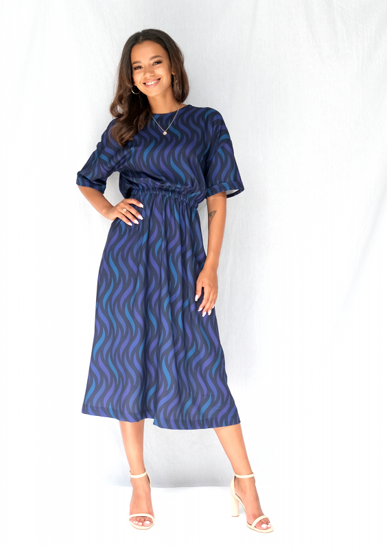Sukienka midi navy print