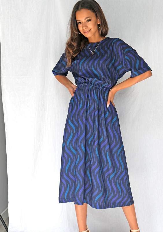 Sukienka midi navy print
