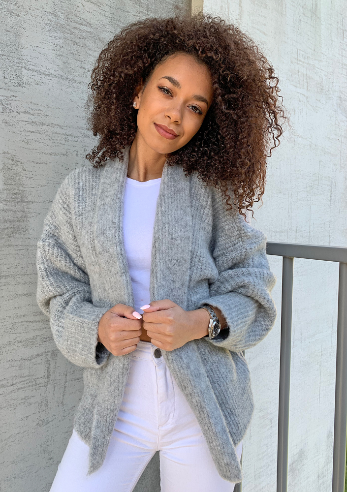 Sweter kardigan A48  ILM Szary