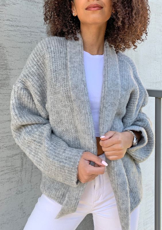 Sweter kardigan A48  ILM Szary