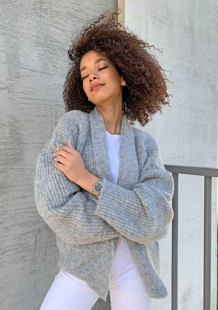 Sweter kardigan A48  ILM Szary