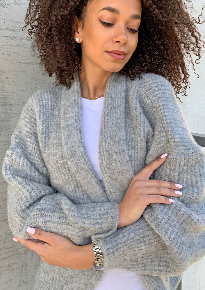 Sweter kardigan A48  ILM Szary