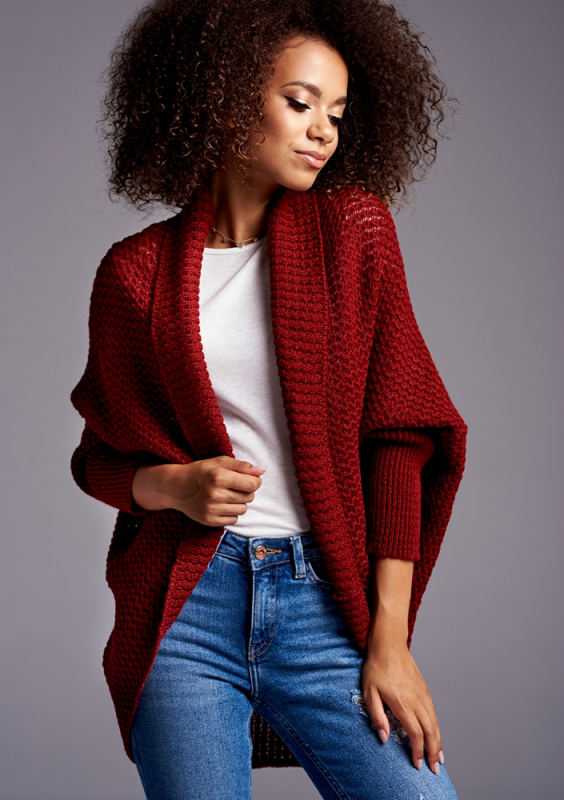 SWETER NARZUTKA OVERSIZE ILM A01 BORDOWY