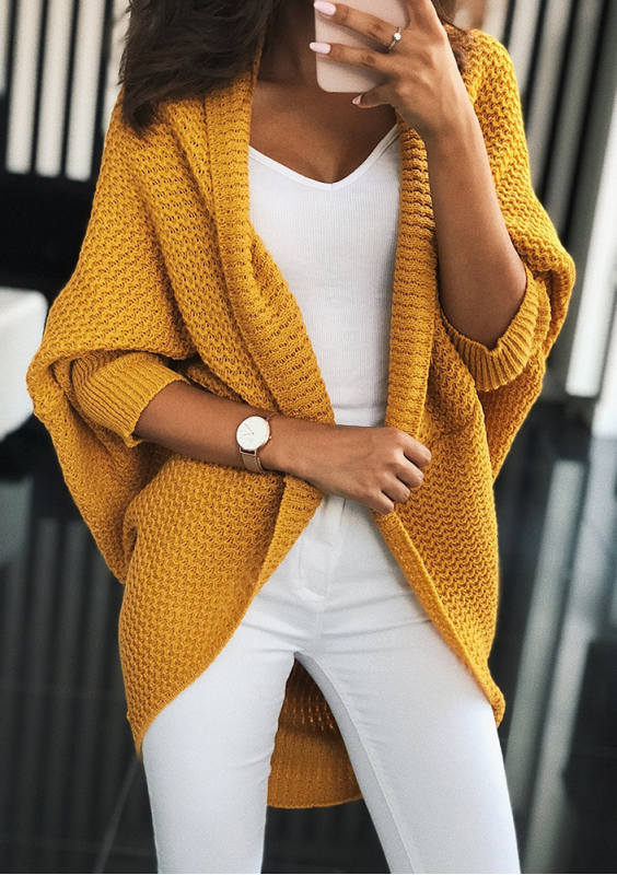 SWETER NARZUTKA OVERSIZE ILM A01 MUSZTARDOWY