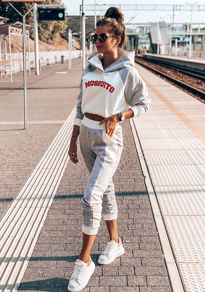 Bluza z kapturem orange logo szara ILM