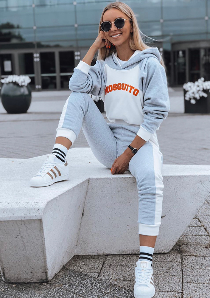 Bluza z kapturem orange logo szara ILM