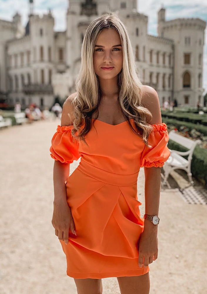 Gorsetowa sukienka tulipan pomarańczowa