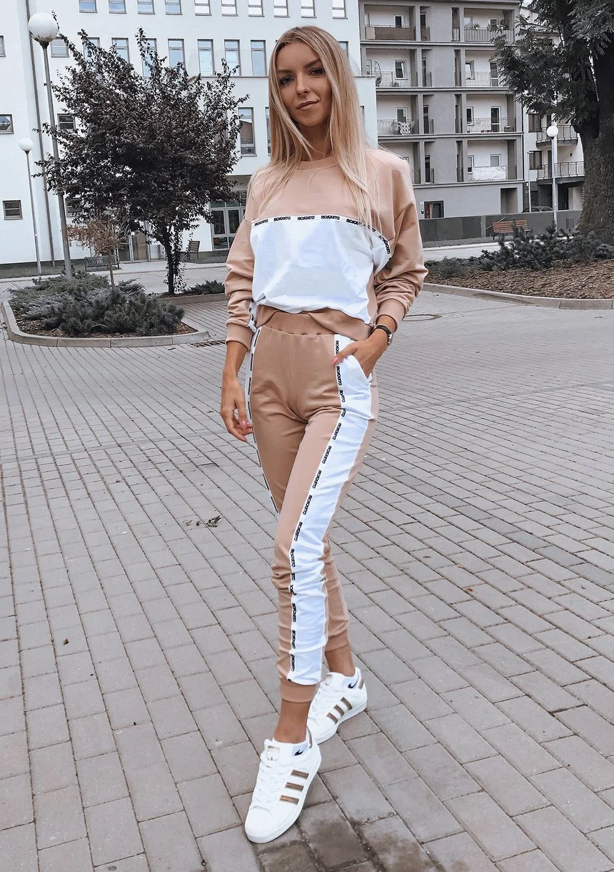 Bluza two colors z lampasem taupe ILM