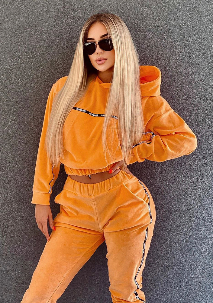 Bluza velvet z lampasami Neon orange ILM