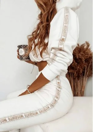 Bluza z lampasem Gold logo Kremowa ILM