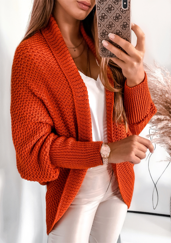 SWETER NARZUTKA OVERSIZE ILM A01 POMARAŃCZOWY