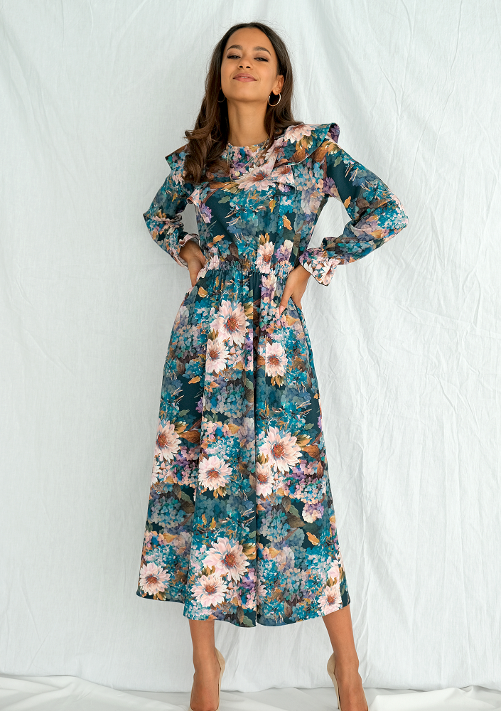 Sukienka midi Aquarelle Flowers