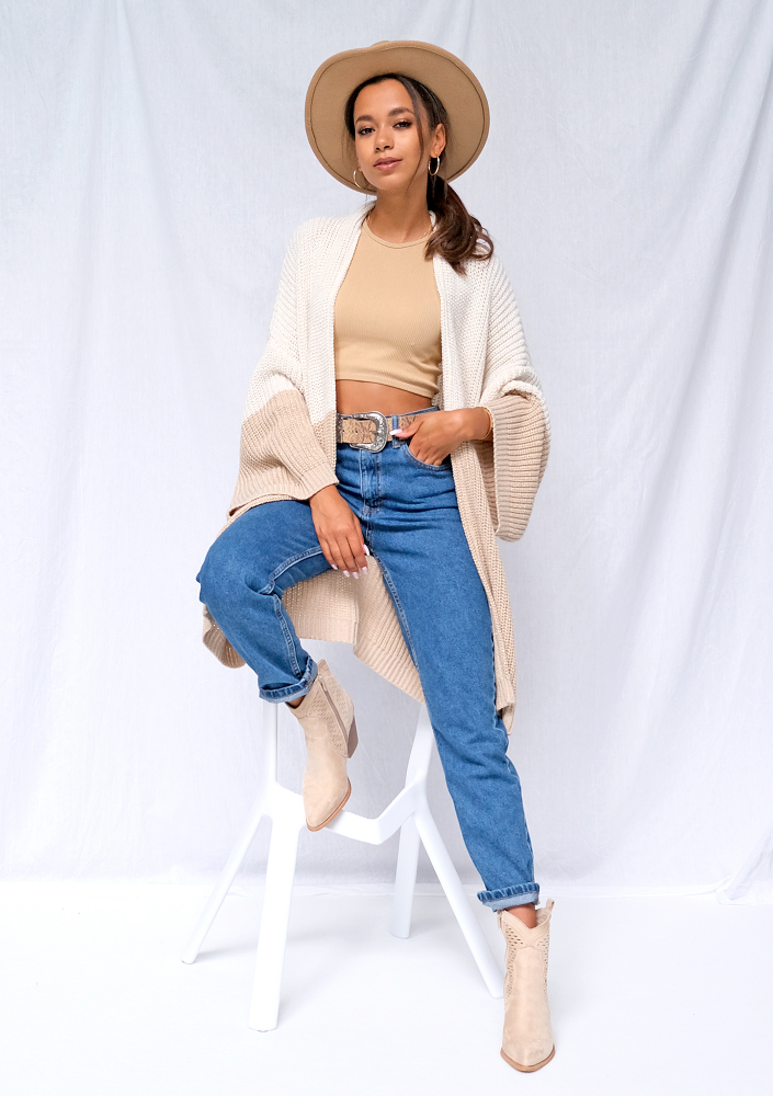 Nowy kardigan ze złotą nitką