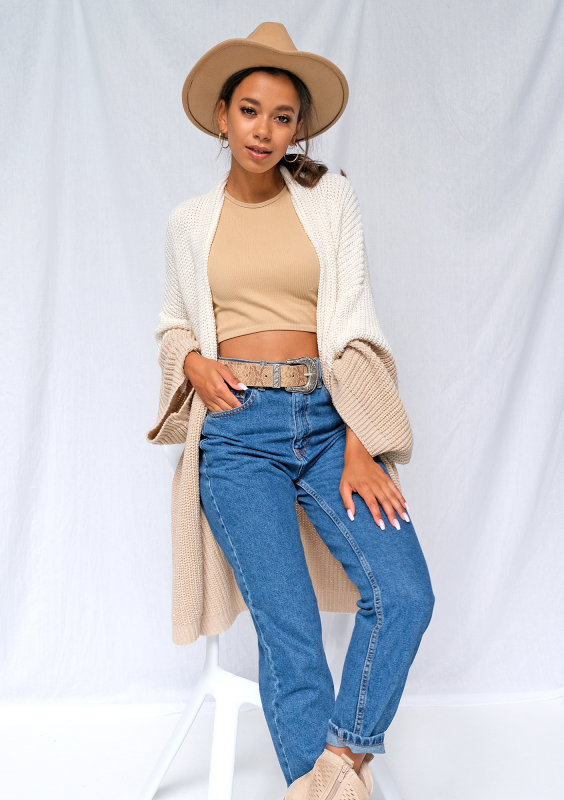 Kardigan ze złotą nitką Beige A62