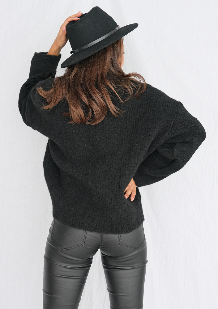 Kardigan z ażurowym rękawem Czarny ILM