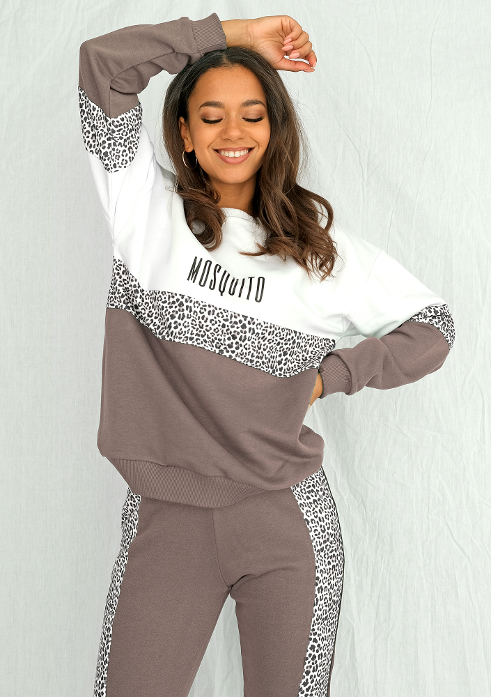 Bluza ze wstawką w cętki coffe ILM