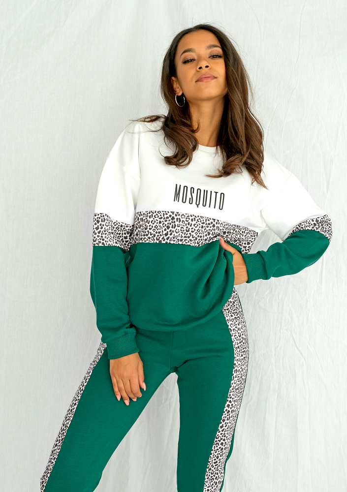 Bluza ze wstawką w cętki zielona ILM