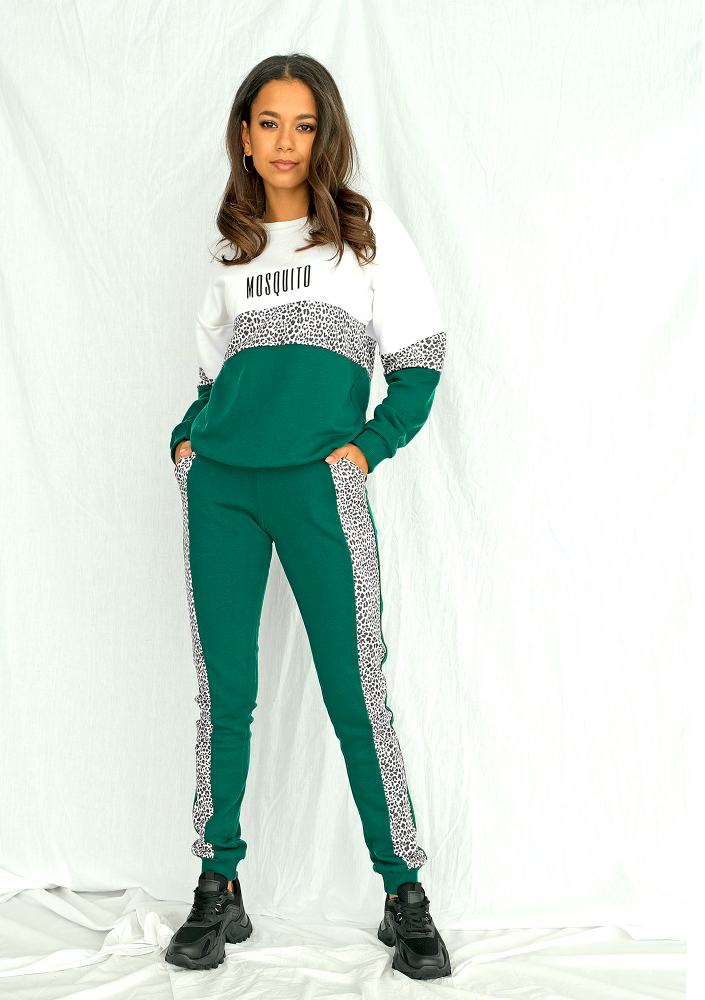 Bluza ze wstawką w cętki zielona ILM