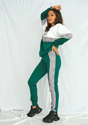 Spodnie ze wstawką w cętki zielone ILM