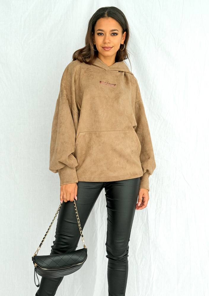 Bluza z kapturem imitacja zamszu