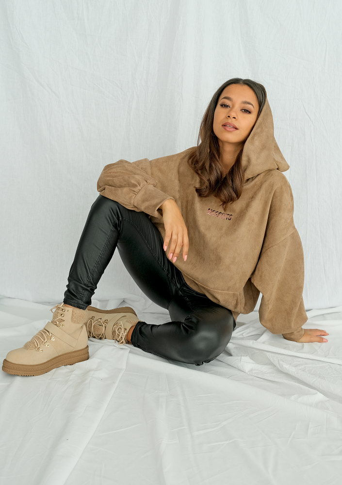 Bluza z kapturem imitacja zamszu