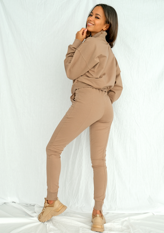 Spodnie bawełniane z asymetrią coffe ILM