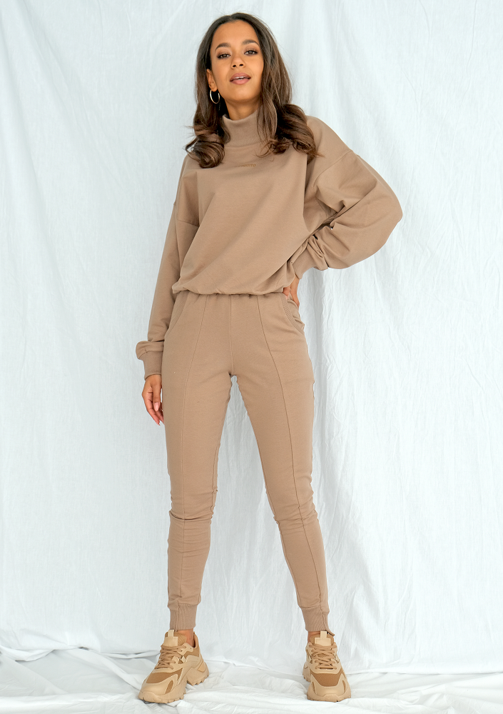 Bluza bawełniana z półgolfem coffe ILM