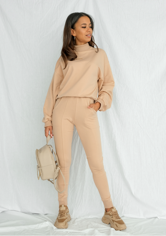 Bluza bawełniana z półgolfem warm taupe ILM
