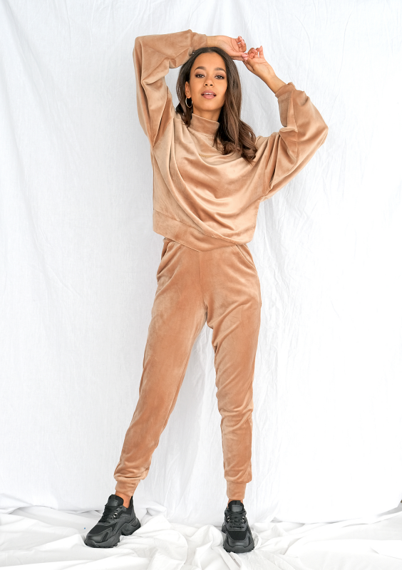 Spodnie soft velvet taupe ILM