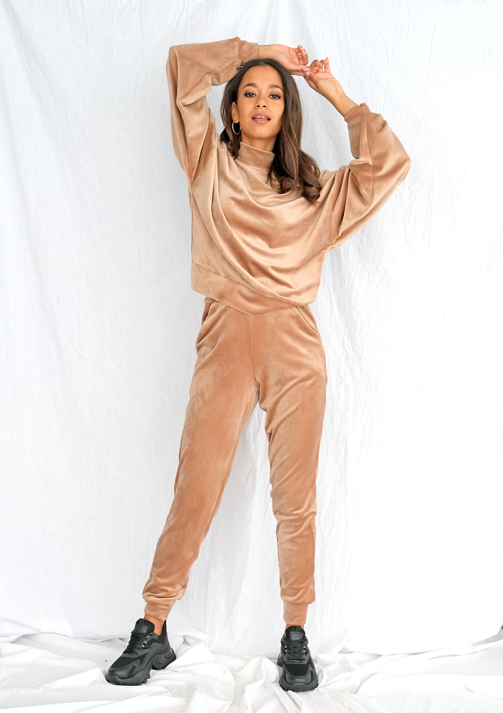 Spodnie soft velvet taupe ILM