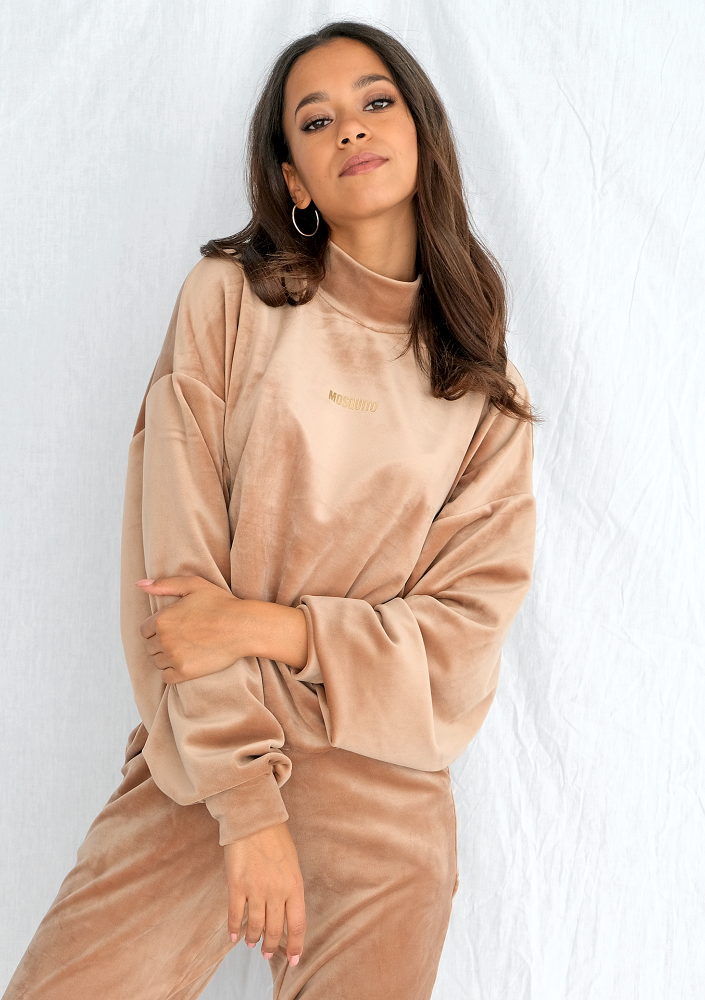 Bluza soft velvet z półgolfem taupe ILM