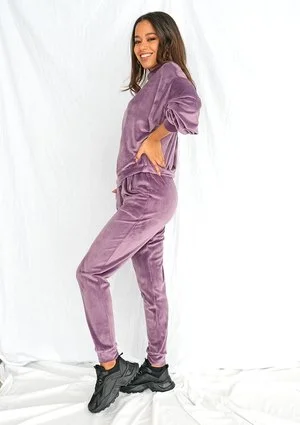 Spodnie soft velvet z półgolfem lavenda ILM
