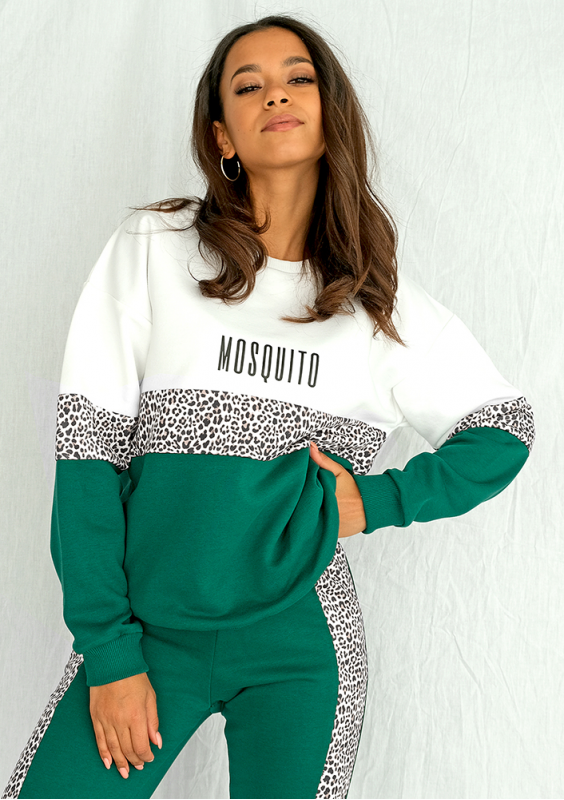 Bluza ze wstawką w cętki zielona ILM