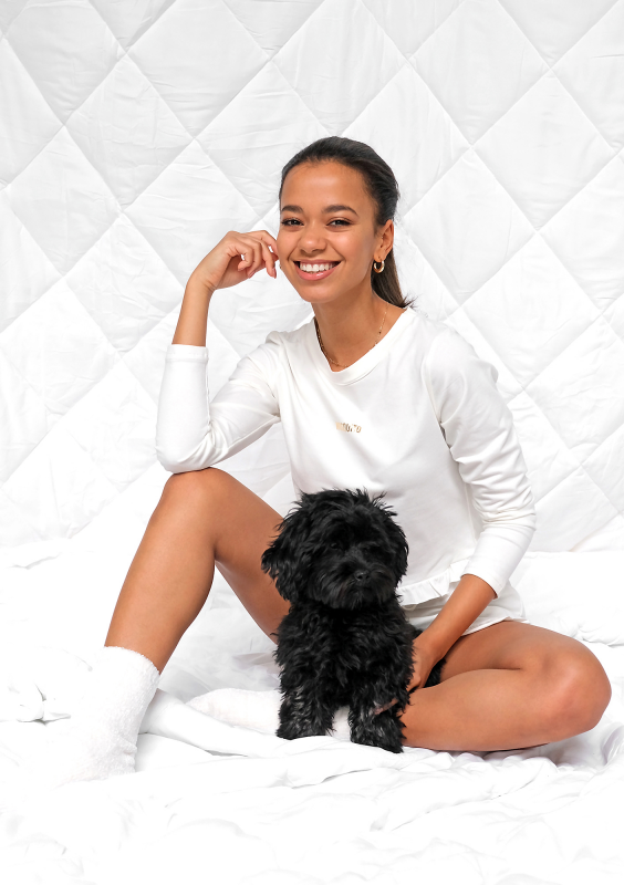 Piżama z szortami frills Kremowa