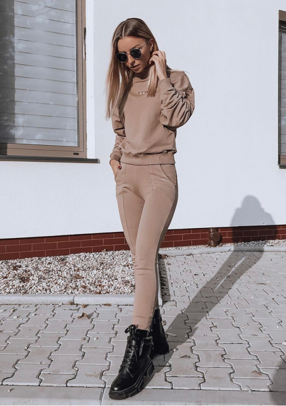 Spodnie bawełniane z asymetrią coffe ILM