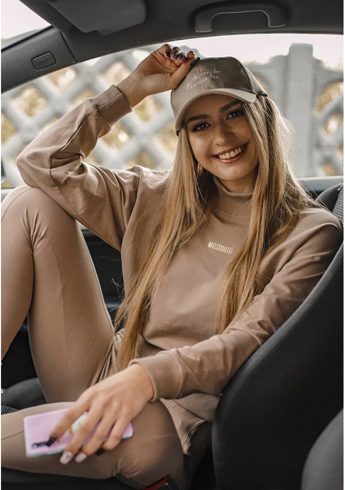 Bluza bawełniana z półgolfem coffe ILM