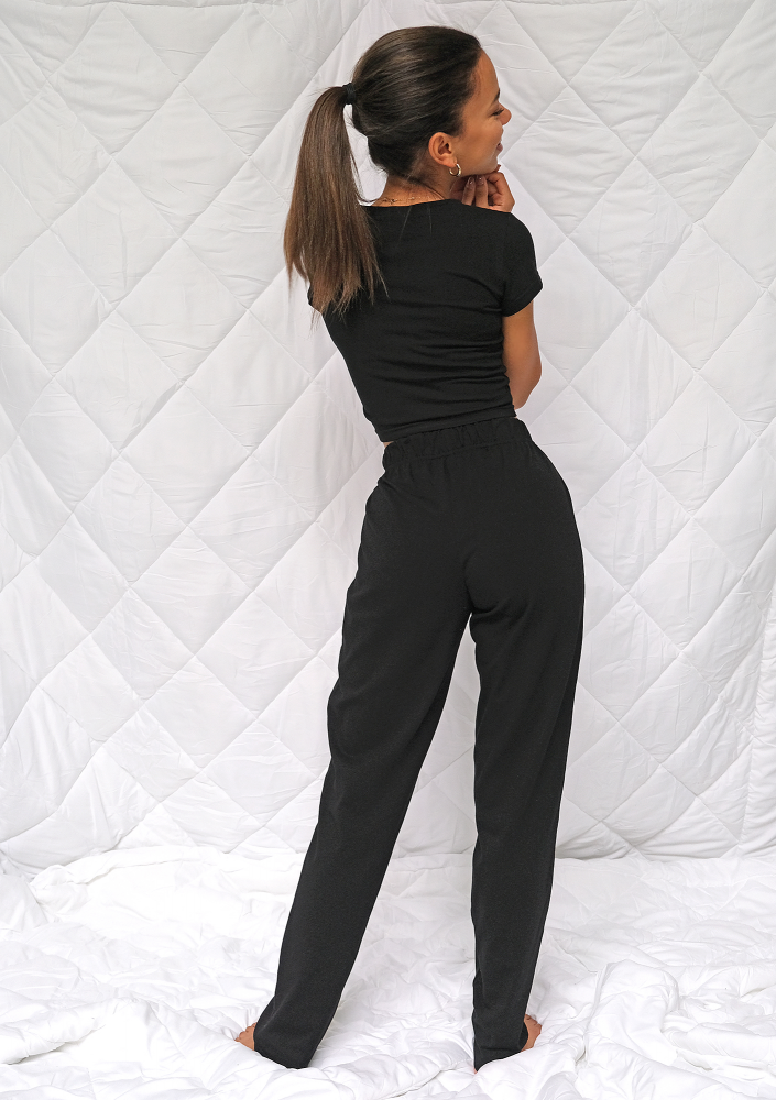 Komplet do spania z topem Czarny