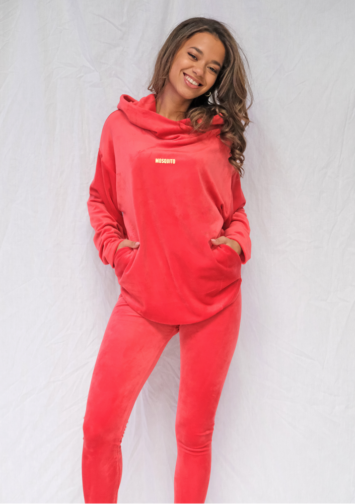 Bluza z kapturem soft velvet Czerwona ILM