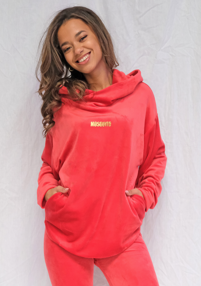 Bluza z kapturem soft velvet Czerwona ILM