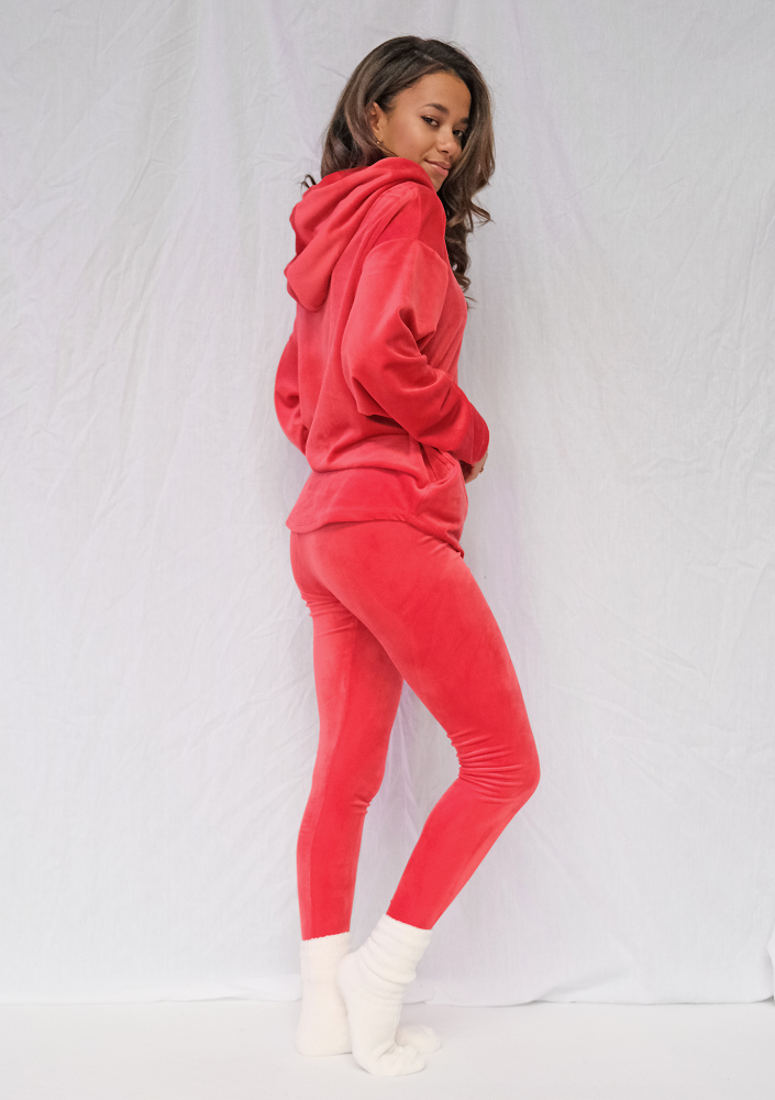Bluza z kapturem soft velvet Czerwona ILM