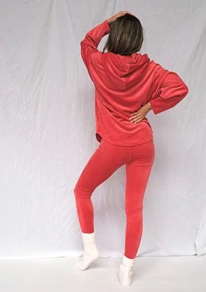 Bluza z kapturem soft velvet Czerwona ILM